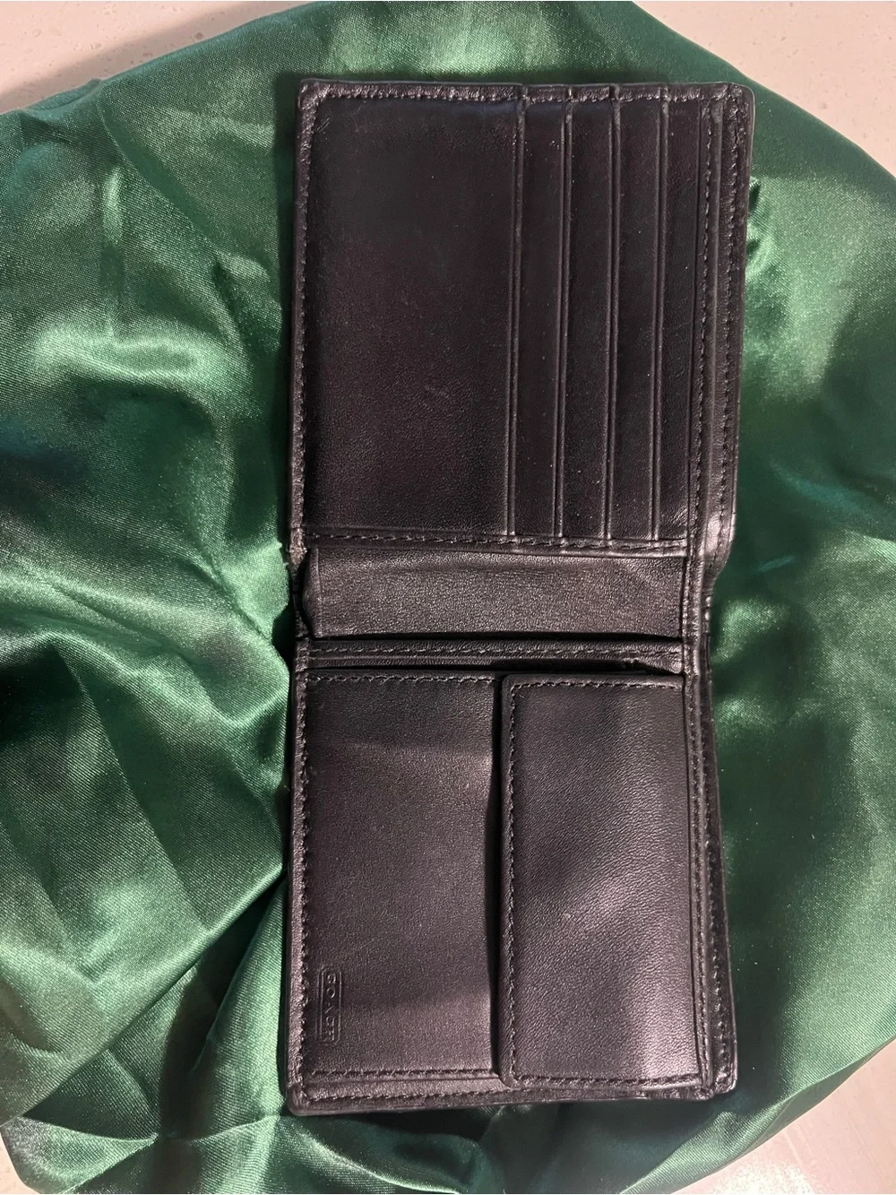 Coach Classic Black Leather Bifold Wallet - Men Accessories